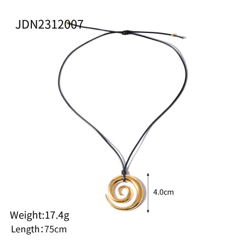 Trendy Stainless Steel Waterproof Irregular Geometric Metal Wax Rope Necklace Gold Silver For Women Jewelry Gift