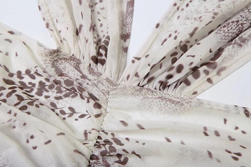 Print Mesh Sheer Sexy Summer Beach Dress Woman 2025 Open Back Deep V Split Long Maxi Dresses Vacation Outfits