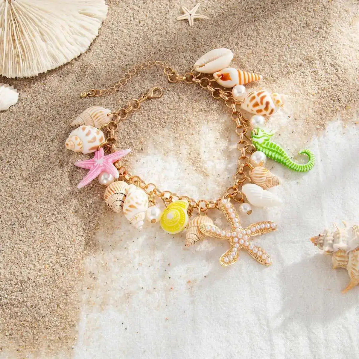 2 Styles Bohemia Starfish Conch Pendent Anklet for Women Summer Beach Party Foot Chains Y2K Charm Aesthetics Jewelry