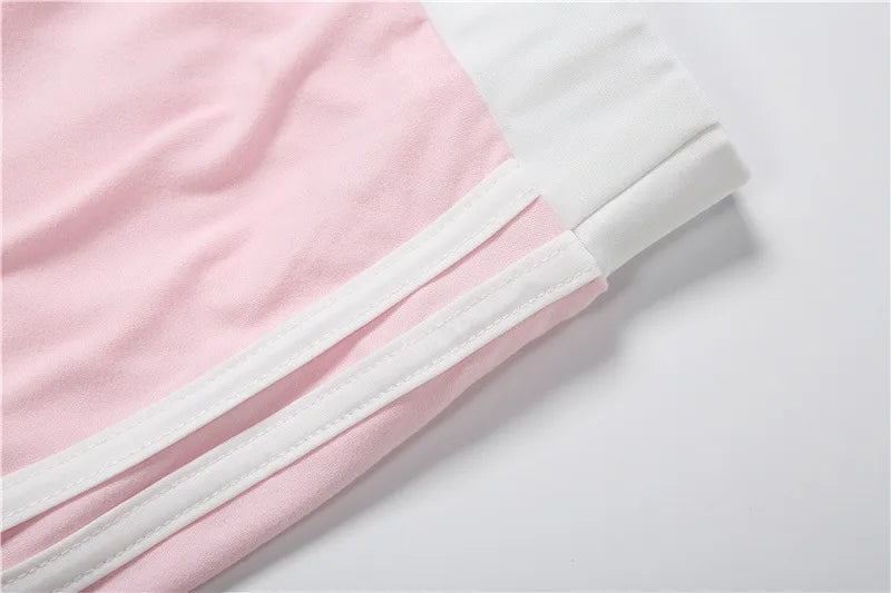 Sexy Two Piece Set Woman Summer Outfits Pink Halter Crop Top and Mini Skirt Matching Sets