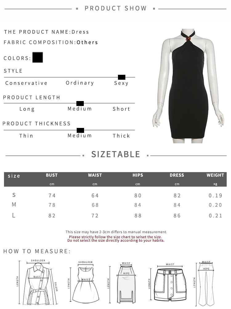 Pearl Buckle Halter Dress Women Y2K Sexy Summer Backless Bandage Simple Classic Stretch Solid Midnight Party Bodycon