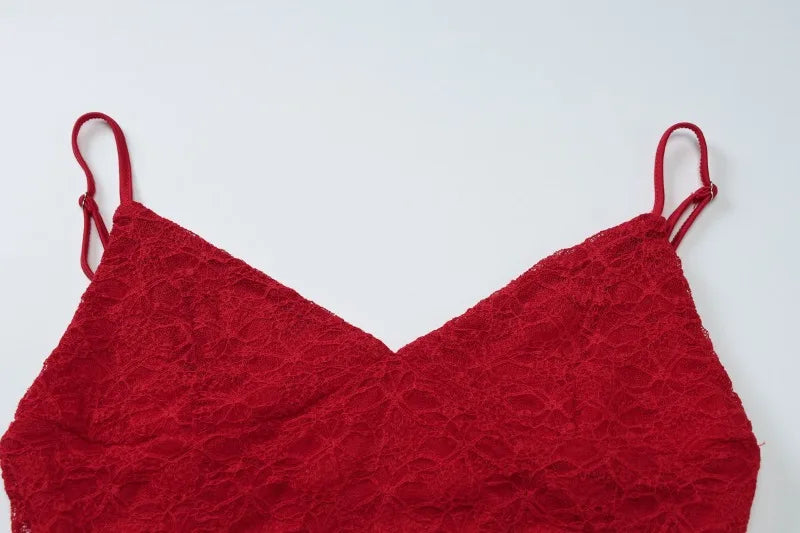 See Though Lace Long Sleeve Deep V Neck Backless Mini Dress Red Black Sexy Nightclub Dresses Coquette Clothes