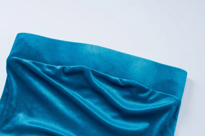 Sexy Strapless Maxi Dress for Women Summer Elegant Velvet Backless Long Dresses Green Blue Black