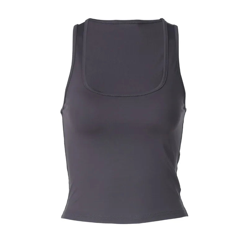 Square Neck Sleeveless Cropped Tops for Woman Summer Clothes Basic Casual Solid Color Tank Top Trending 2025