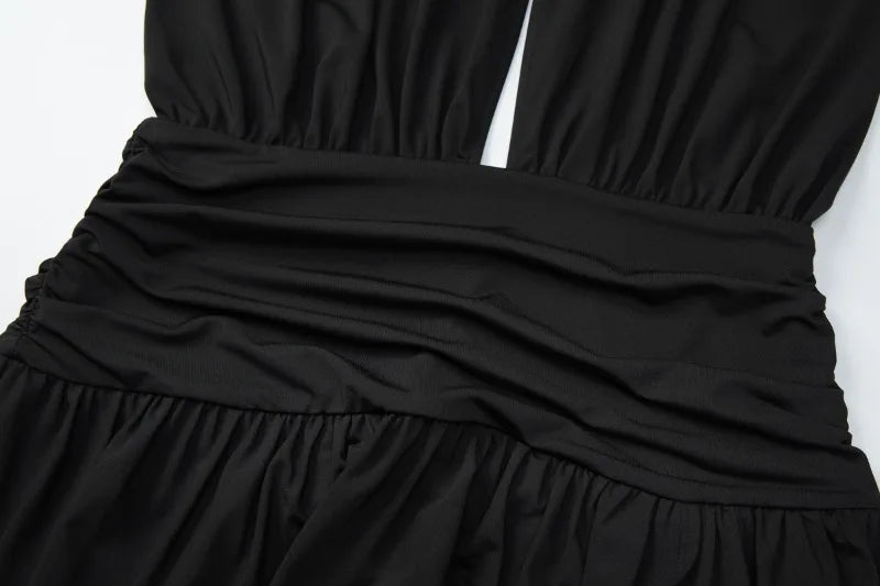 Deep V Neck Backless Slit Midi Dress Elegant Sexy Black Dresses for Women Summer Clothes 2026