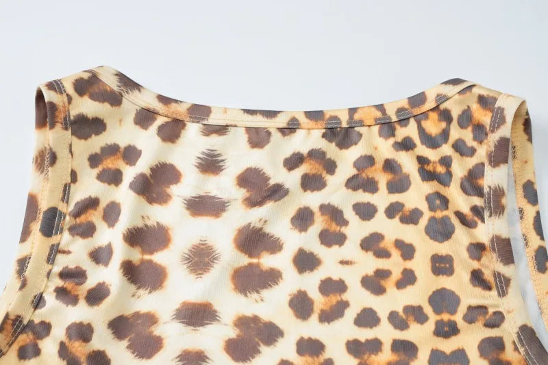 Cheetah Print Sexy Summer Dresses for Women 2025 Lace Trim Square Neck Sleeveless Mini Dress Chic Club Wear