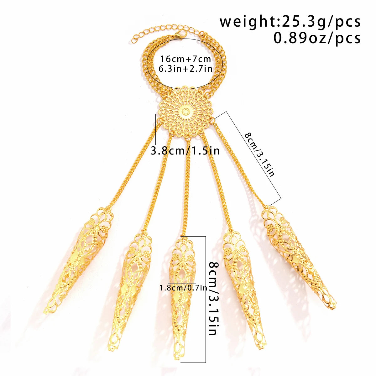Vintage Goth Dubai Indian Hollow Finger Wrist Chain Bracelets for Women Wed Bridal Punk Nail Rings Bracelet Cosplay Hand Jewelry