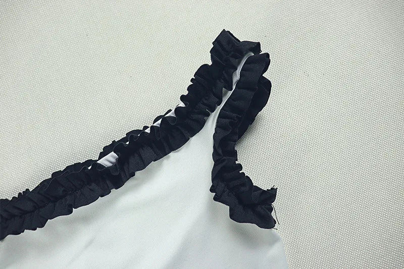 Ruched Elegant Dress Women Patchwork Slash Neck Backless Sleeveless Ruffles Asymmetry Hem Prom Party Long Bodycon