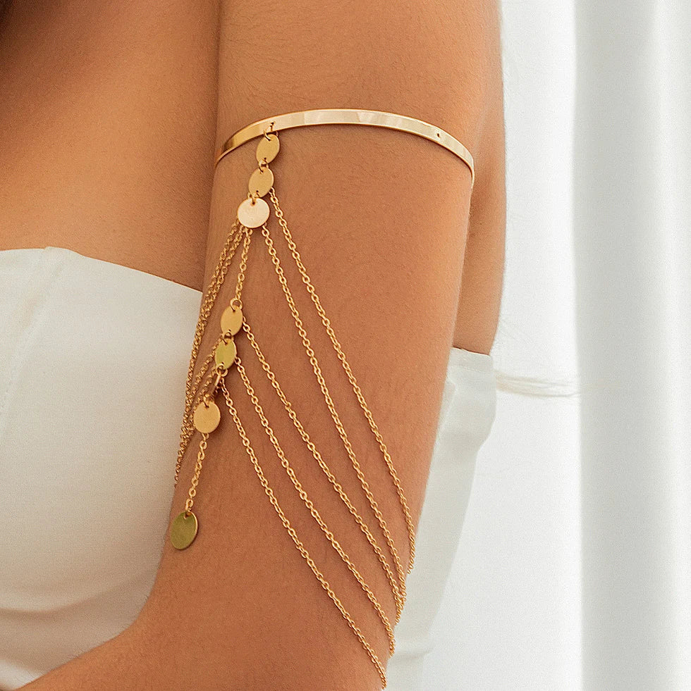 17 Styles Boho Crystal Pendant Cuff Open Bangles for Women Wed Bridal Goth Tassel Link Arm Bracelets Party Jewelry Gift