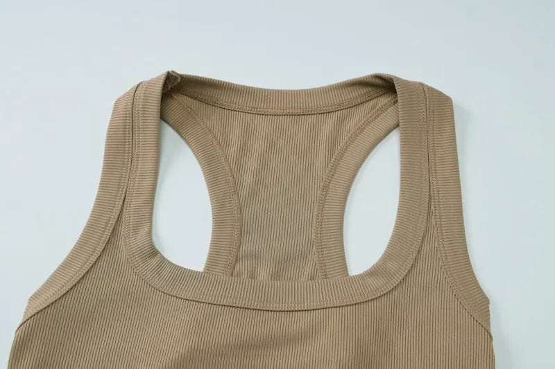 Racerback Tank Top Tight Fitted Solid Color Ribbed Sleeveless Crop Tops Fashion Summer Clothes for Woman