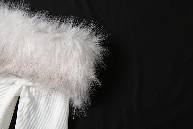 Detachable Fur Collar Crop Tops Women Slash Neck Full Sleeve Skinny Simple Street Autumn Trend Streetwear T-Shirts