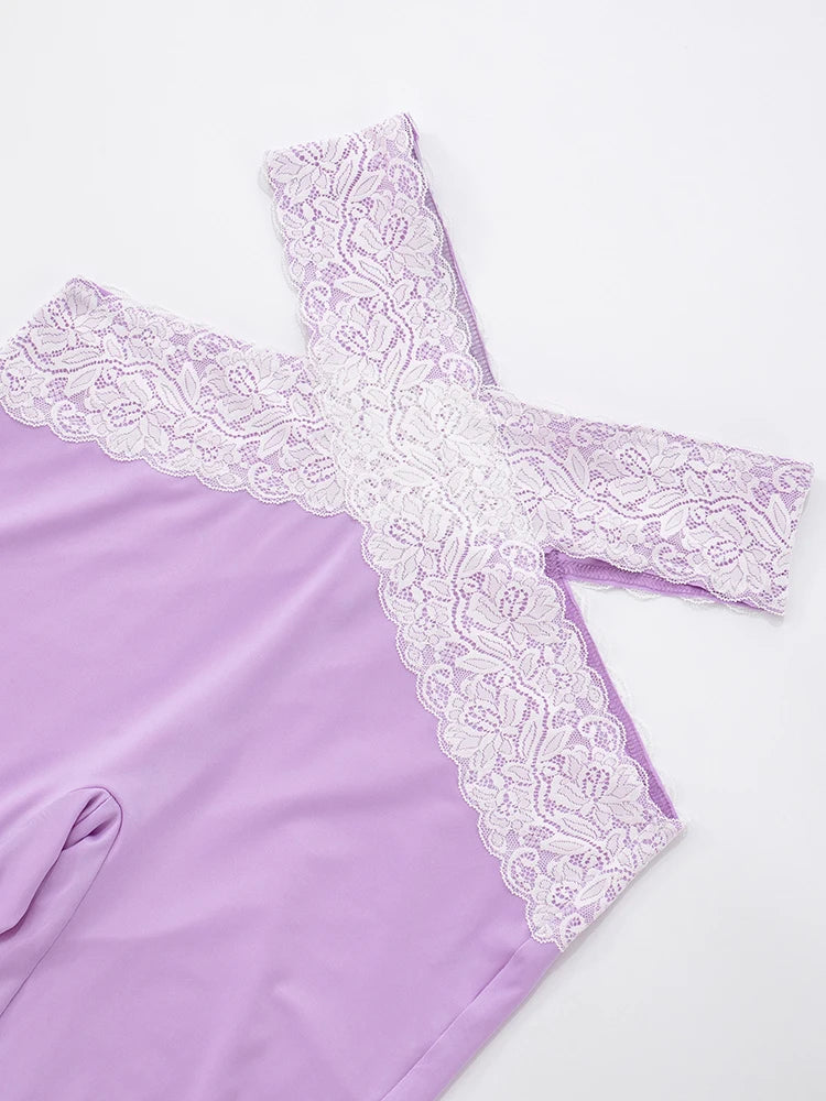 Mesh Patchwork 2 Piece Set Women Sexy Backless Strapless Tops+Cross Hollow Skinny Long Pants Hottie Wild Style Suits