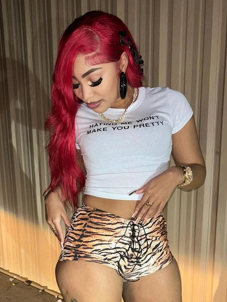 Tiger Stripes Fashion Mini Shorts Women Sexy Bandage Skinny Peach Hip Bottoms Hottie Midnight Hipster Party Outfits