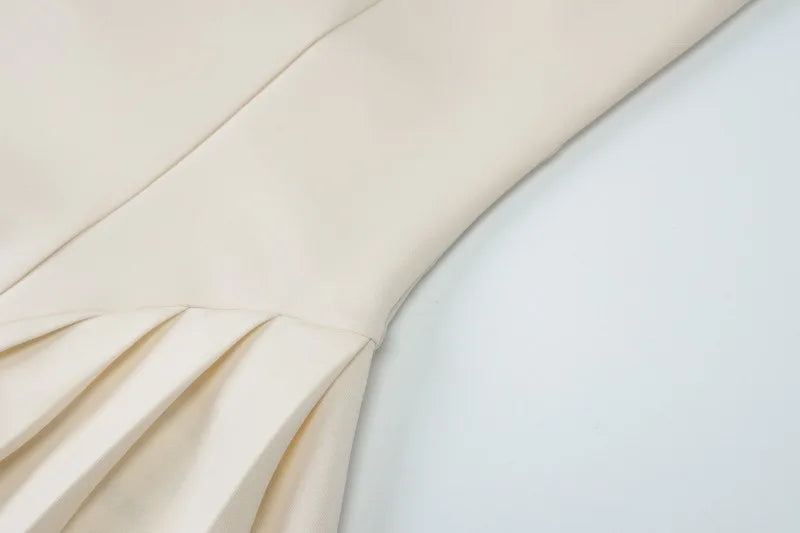 Deep V Neck Backless Pleated Mini Dress Sexy Summer Fit and Flared Dresses Woman Clothing