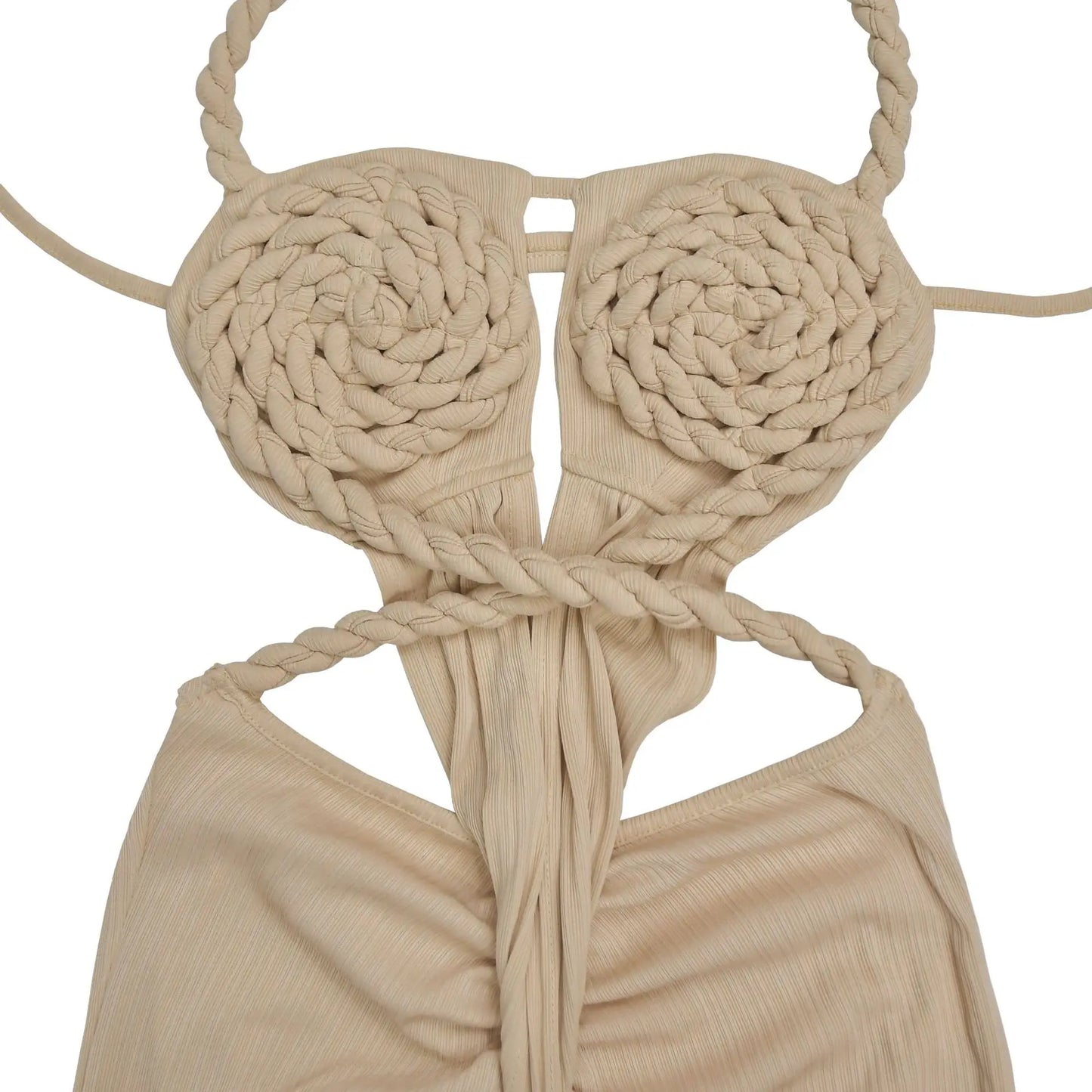 Peach Buttocks Backless Jumpsuit Women Plait Sexy Hollow Halter Bandage Ruched Y2K Party Club Street Workout Overalls