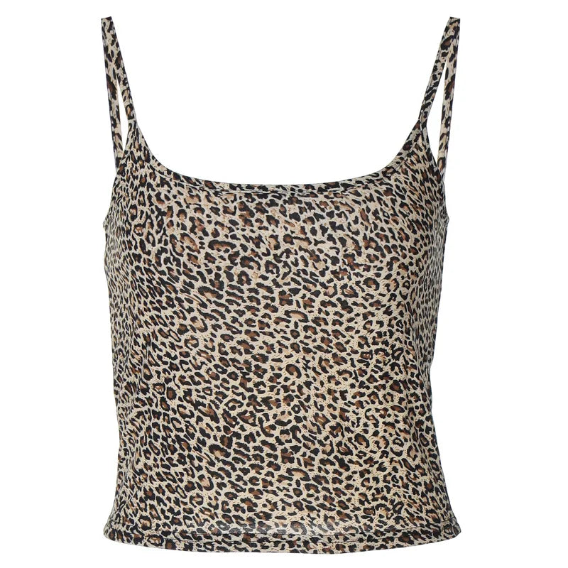 Leopard Print Tanks & Camis 2000s Y2k Summer Clothes Women Fashion Sexy Crop Tops