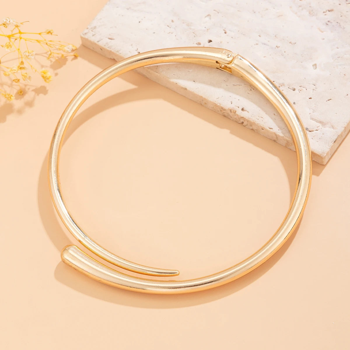 Punk Water Drop Torques Choker Necklace Open Cuff Bangle for Women Wed Bridal Adjustable Rings Party Grunge Jewelry Set