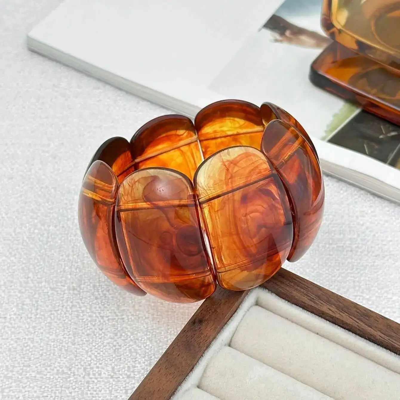 2 Styles Vintage Round Resin Plastic Bangles for Women New Trend 2025 Punk Chunky Thick Wide Bracelets Grunge Jewelry