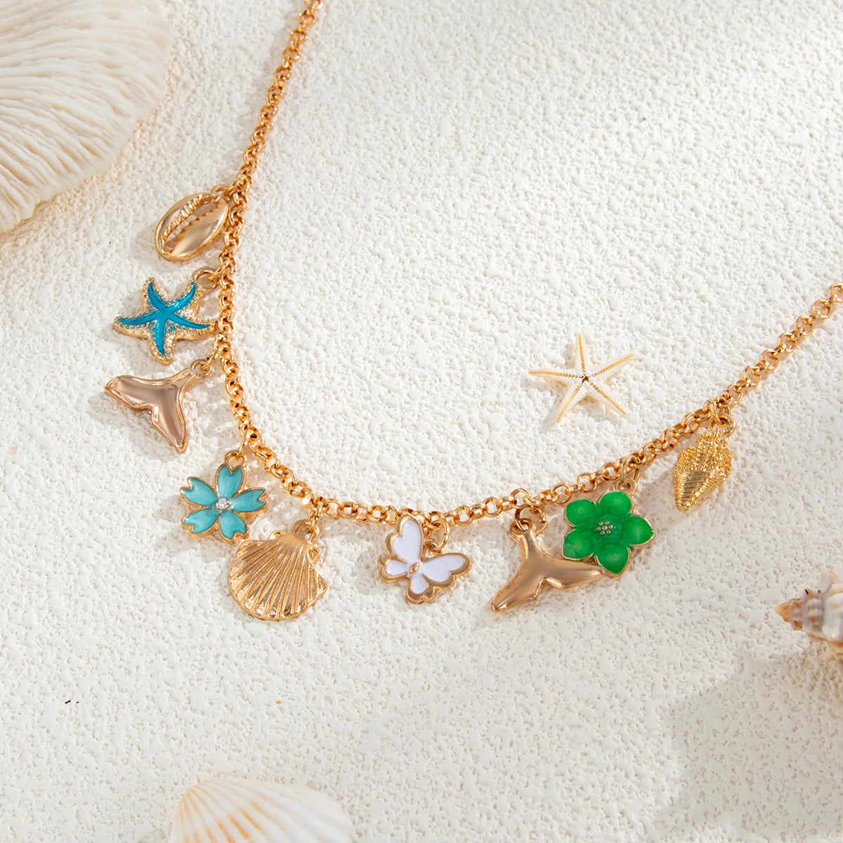 Summer Beach Flower Starfish Conch Butterfly Pendant Waist Chain Women 2025 Trend Sexy Bikini Body Belly Chain Jewelry