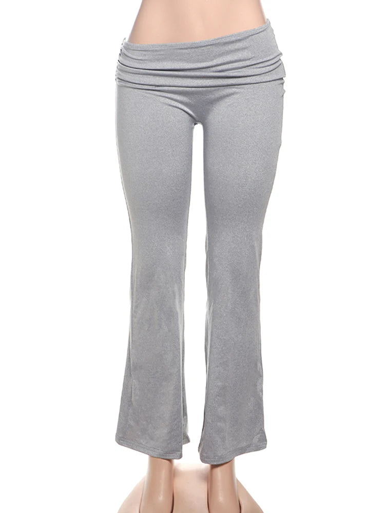 Casual Sporty Long Pants Women Ruched Elastic Waist Skinny Peach Hip Daily Simple Fashion Classic Streetwear Bottoms