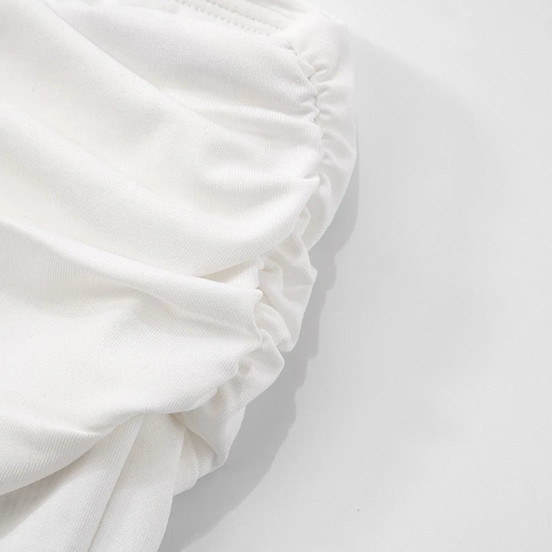 Sexy Elegant 2 Piece Set Halter Backless Bandage Swing Collar Tank Tops+Shorts Matching Streetwear Tight Stretch Suit