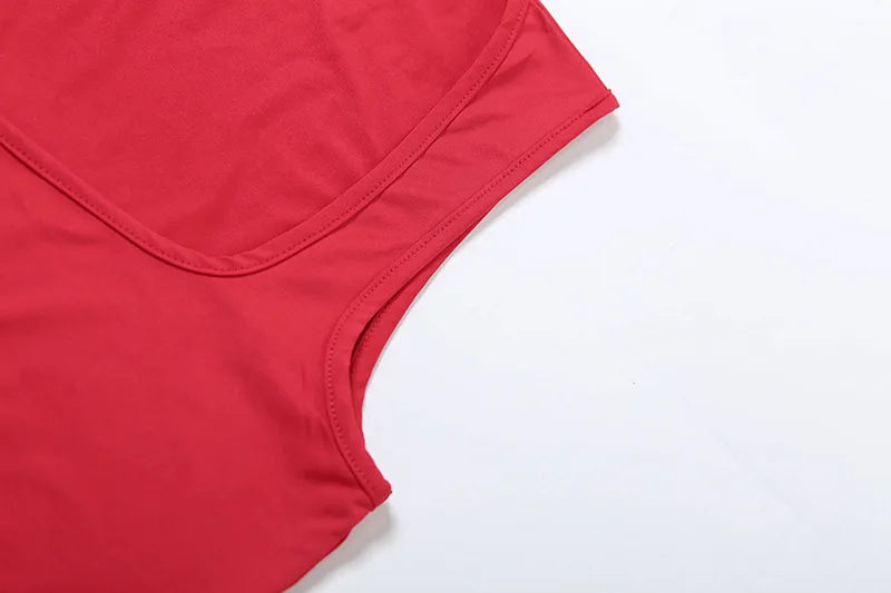 Square Neck Sleeveless Long Dress Red Black White Dresses Woman Elegant Party Sexy Summer Clothes