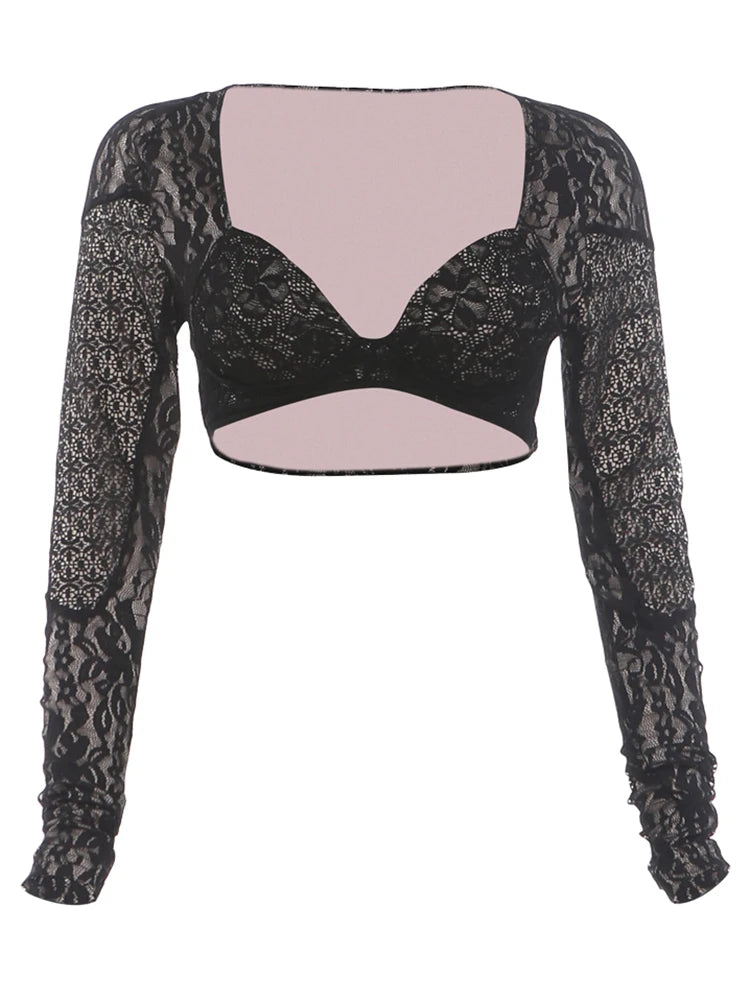Jacquard t-Shirt Women Full Sleeve Low-Neck Skinny Sexy Midnight High Street Music Festival Hottie Party Clubwear