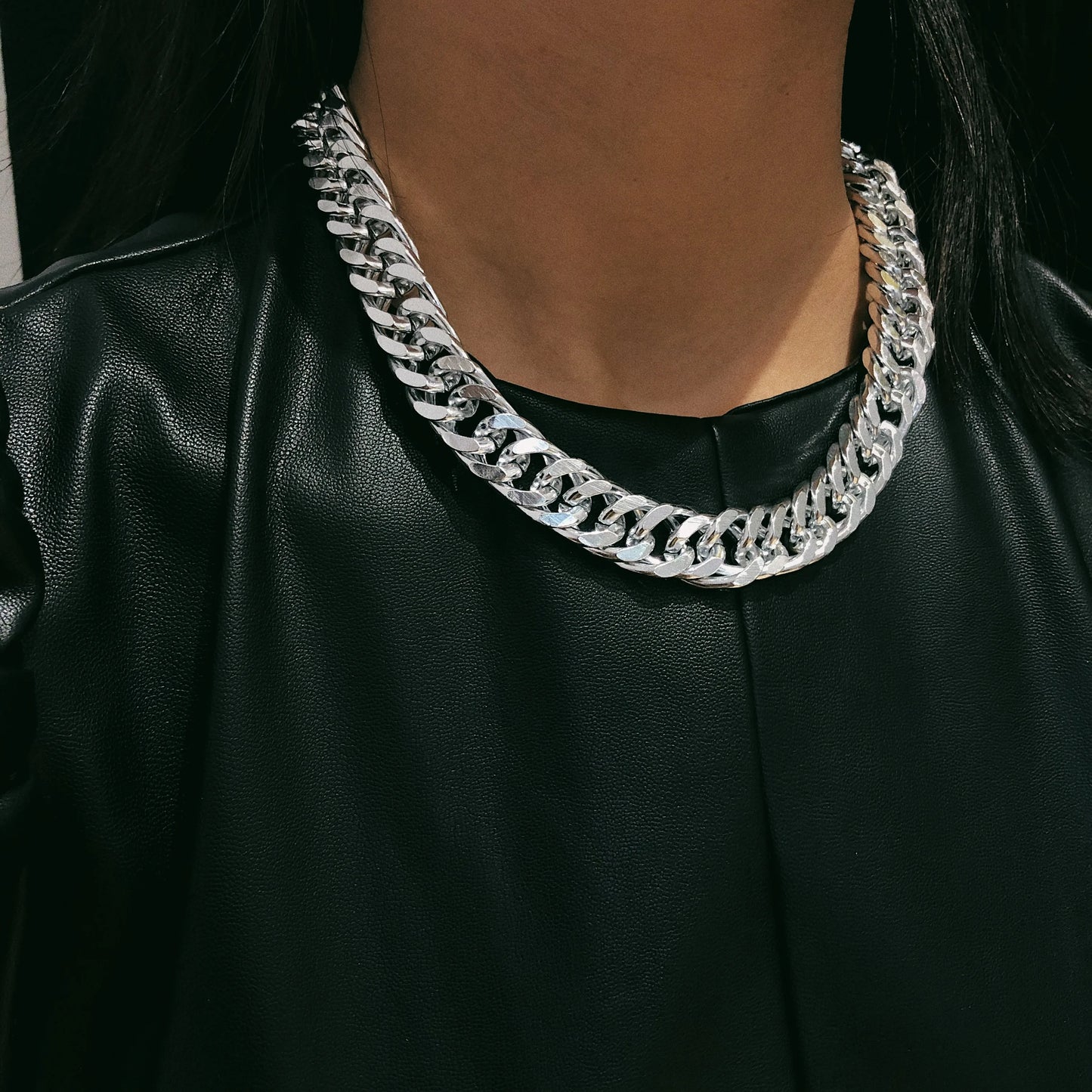Punk Hip Hop Curb Cuban Thick Short Choker Necklace Simple Minimalist Chunky Collar Chain Women Jewelry Party Steampunk