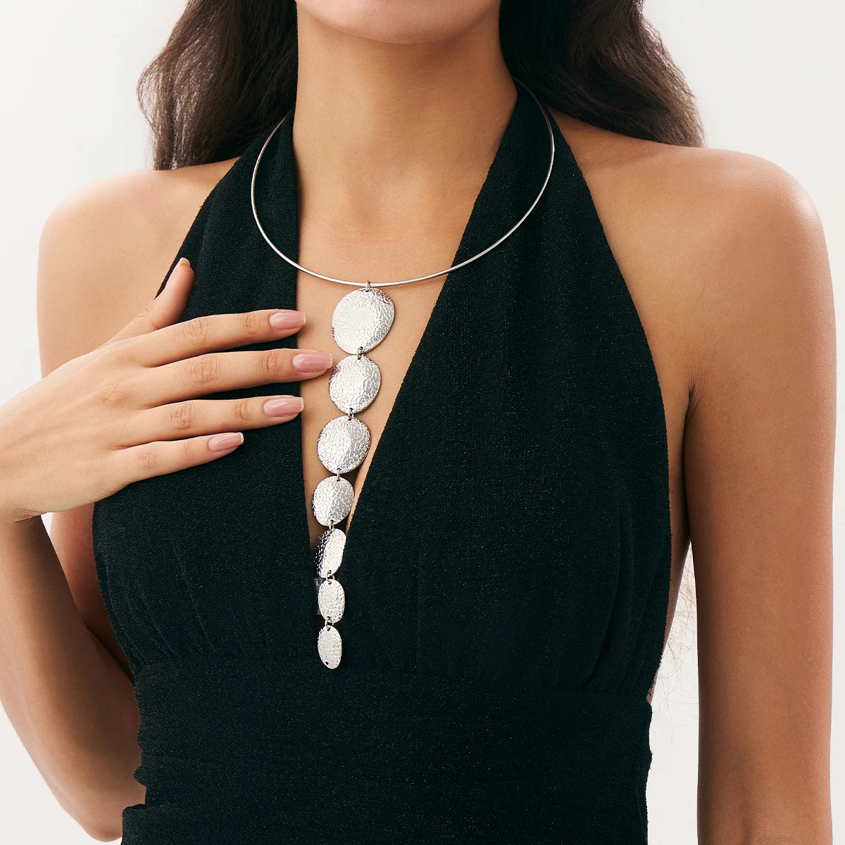 2025 Fashion Retro Square Long Tassels Pendant Necklace Women's Creative Minimalist Geometric Party Banquet Jewelry