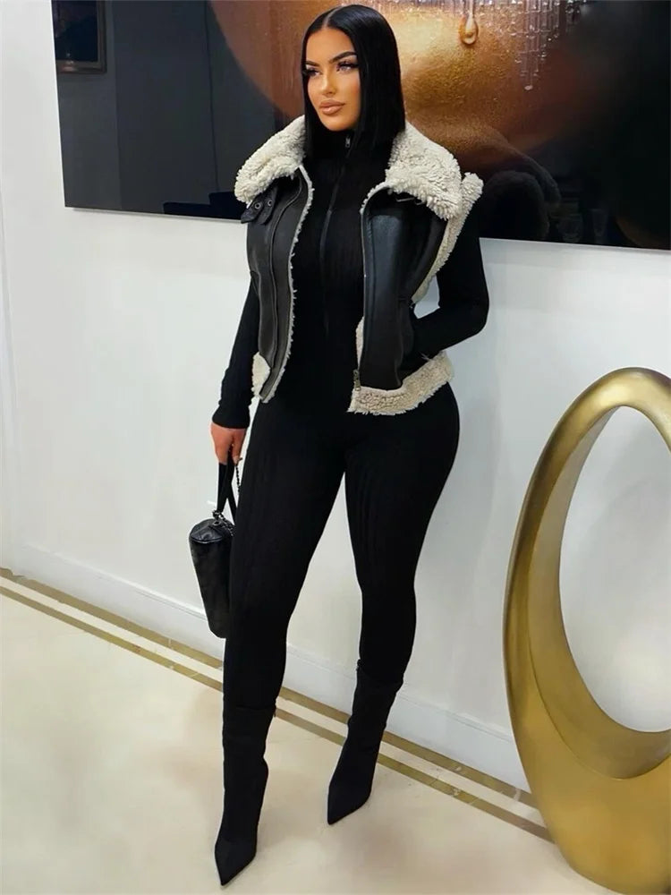 Sporty Turtleneck Jumpsuit Women Zip Long Sleeve Stretch Skinny Streetwear Activity Classic Fitness Workout Overalls