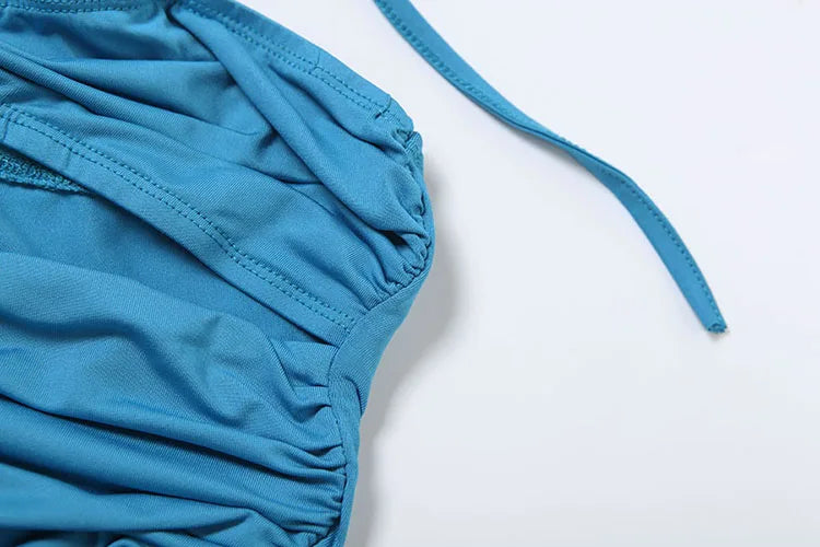 Ruched Elegant 3 Piece Set Women Beaded Halter Off Shoulder Crop Tops+Solid Vests+Mini Skirts Beach Style Party Suits