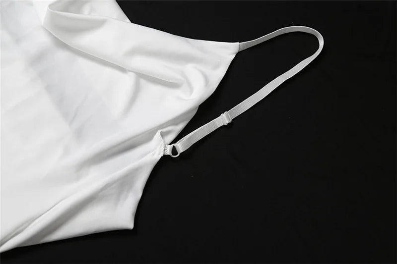 Sexy Summer White Dresses Spaghetti Strap Backless Maxi Dress Elegant Woman Clothing