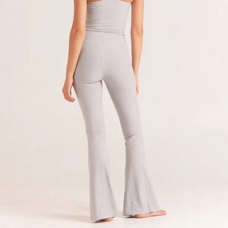 Brown Sweatpants Women Clothes Elastic High Waist Split Flare Pants Casual Sporty Trousers