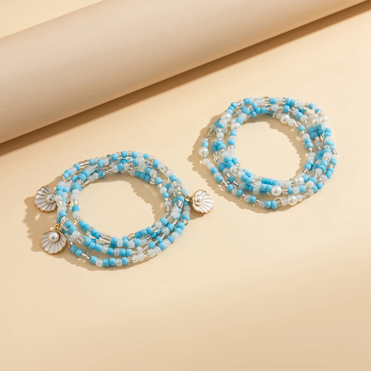2Pcs/Set Boho Elastic Seed Beads Waist Belly Belt Chains Women Summer Bikini Conch Aesthetic Body Jewelry Accessories