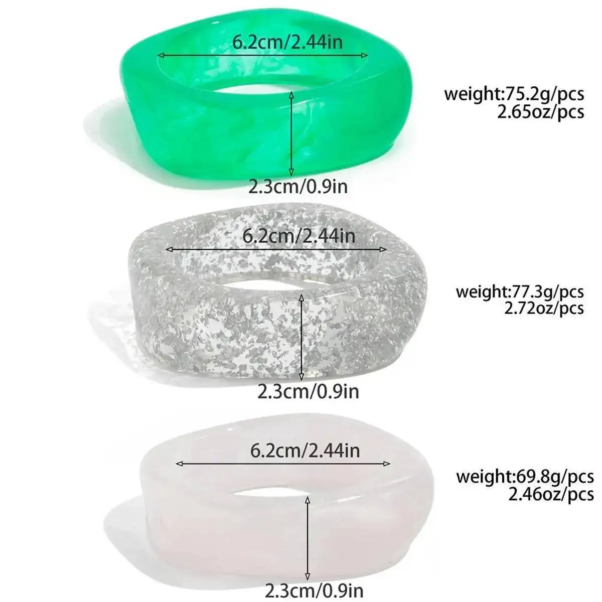 Y2K Transparent Resin Acrylic Bangles for Women New Trend 2025 Boho Irregular Geometric Wide Bracelet Charms Jewelry