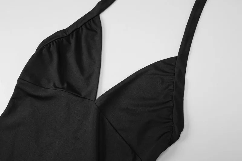 Lace Up Deep V-neck Short Summer Dresses 2025 Fashion Black Party Night Club Mini Dresses Woman Sexy