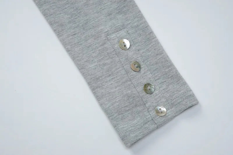 Off Shoulder T Shirt Long Sleeves Top Fashion 2026 Woman Clothes Grey White Tees