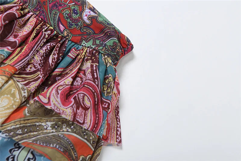 Paisley Print Mesh Tiered Skirt Womens Clothing 2024 Summer Vacation High Waist Mini Skirts for Woman