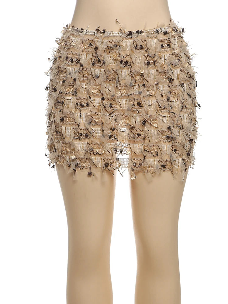 Thin Knit Colorful Tassel Skirts Women Wild Sexy Midnight Summer Trend Peach Hip Stretch Skinny Streetwear Bottoms