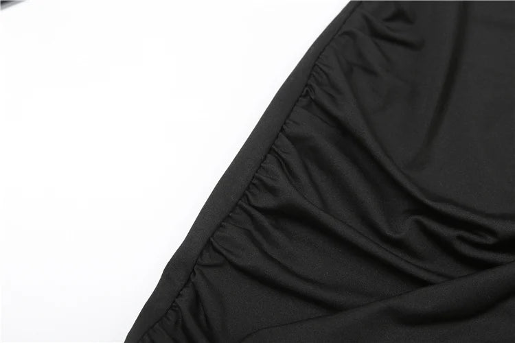 Elegant Ribbon Dress Women Irregular Shoulder Padded Full Sleeve Ruched Sexy Solid Stretch Skinny Peach Hip Bodycon