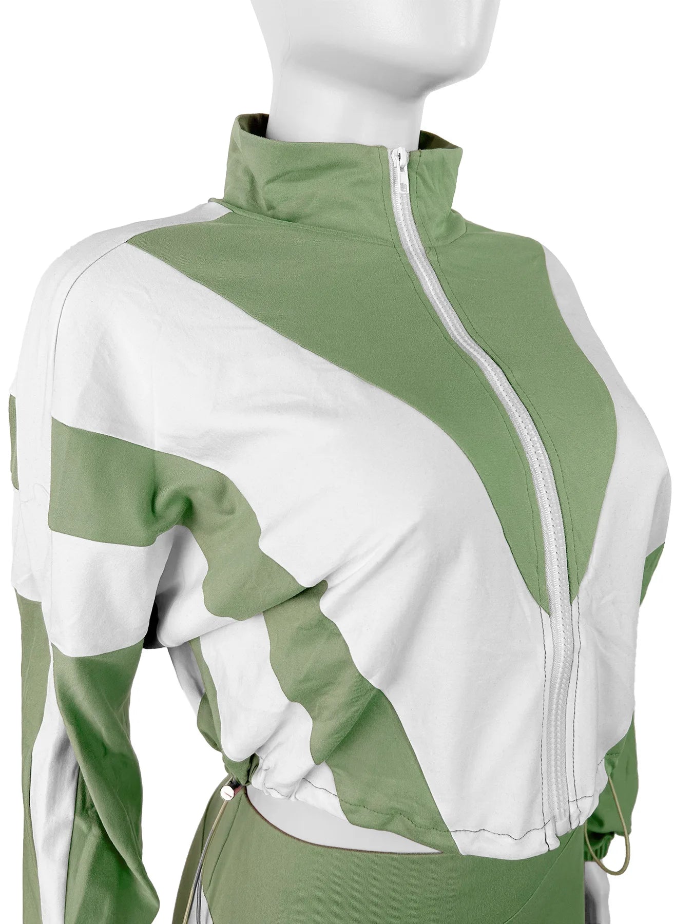 Contrast Patchwork Tracksuit 2 Piece Set Women Zipper Cardigan Jacket+Skinny Pants Casual Fashion Simple Sporty Suit