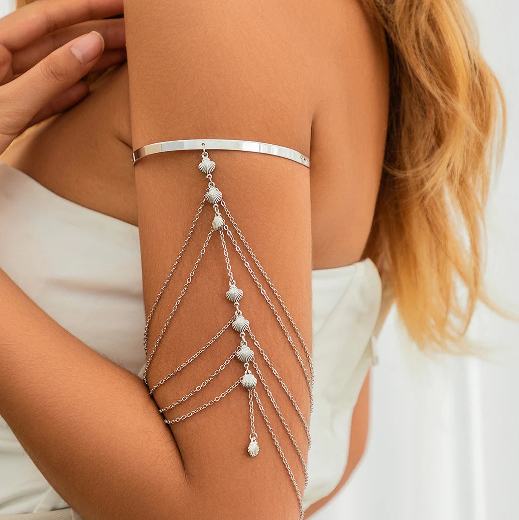 17 Styles Boho Crystal Pendant Cuff Open Bangles for Women Wed Bridal Goth Tassel Link Arm Bracelets Party Jewelry Gift