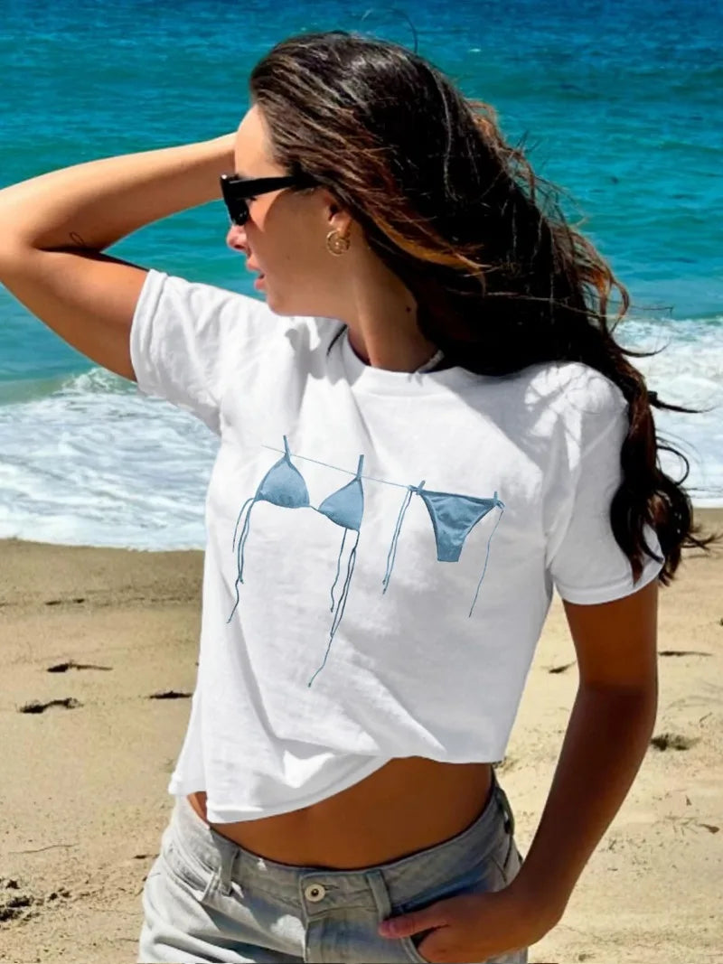 Woman Summer Top Funny White Graphic Tees Casual Short Sleeve T Shirts Female Clothing