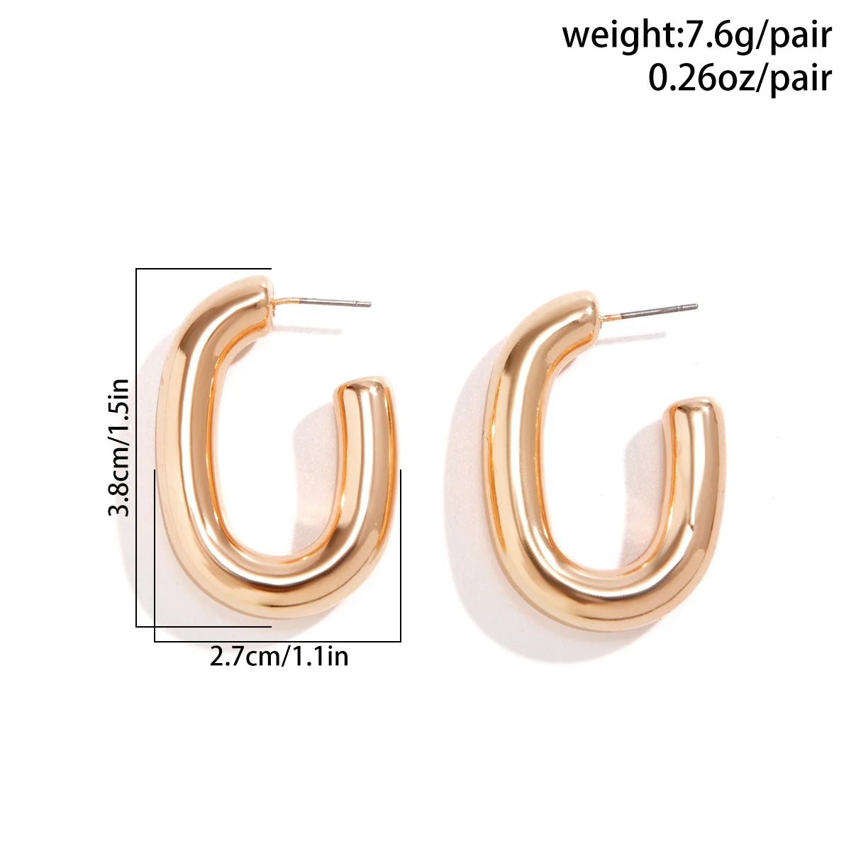 Vintage U Shape Circle Stud Earrings for Women Fashion Statement Exquisite Geometric Piercing Earring Steampunk Jewelry