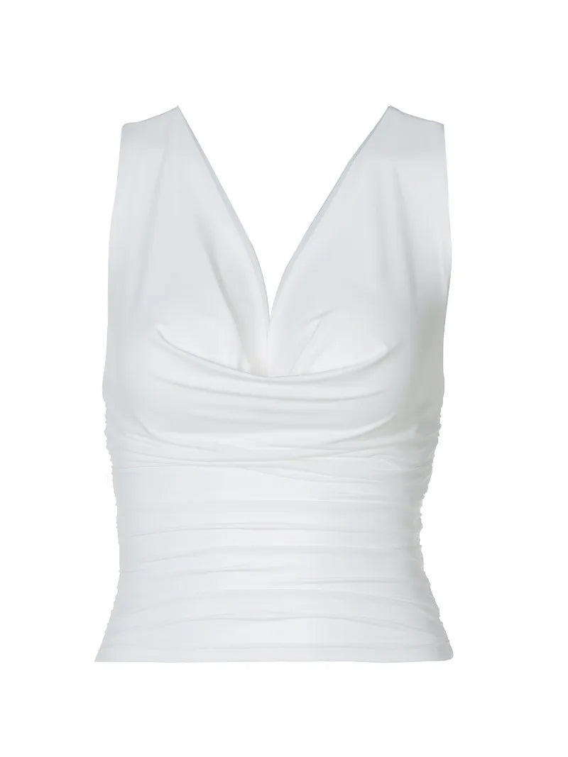 Twisted Hollow Out Backless V Neck Tank Tops Womens Summer Clothes 2025 Fashion Sexy Club Crop Top White Black