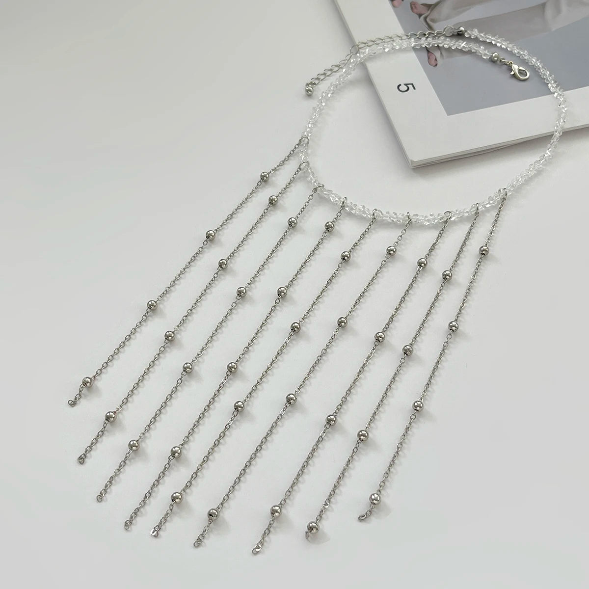 2025 New Fashion Vintage Tassels Pendant Necklace Women Trendy Creative Crystal Beads Chain Neck Accessories Jewelry