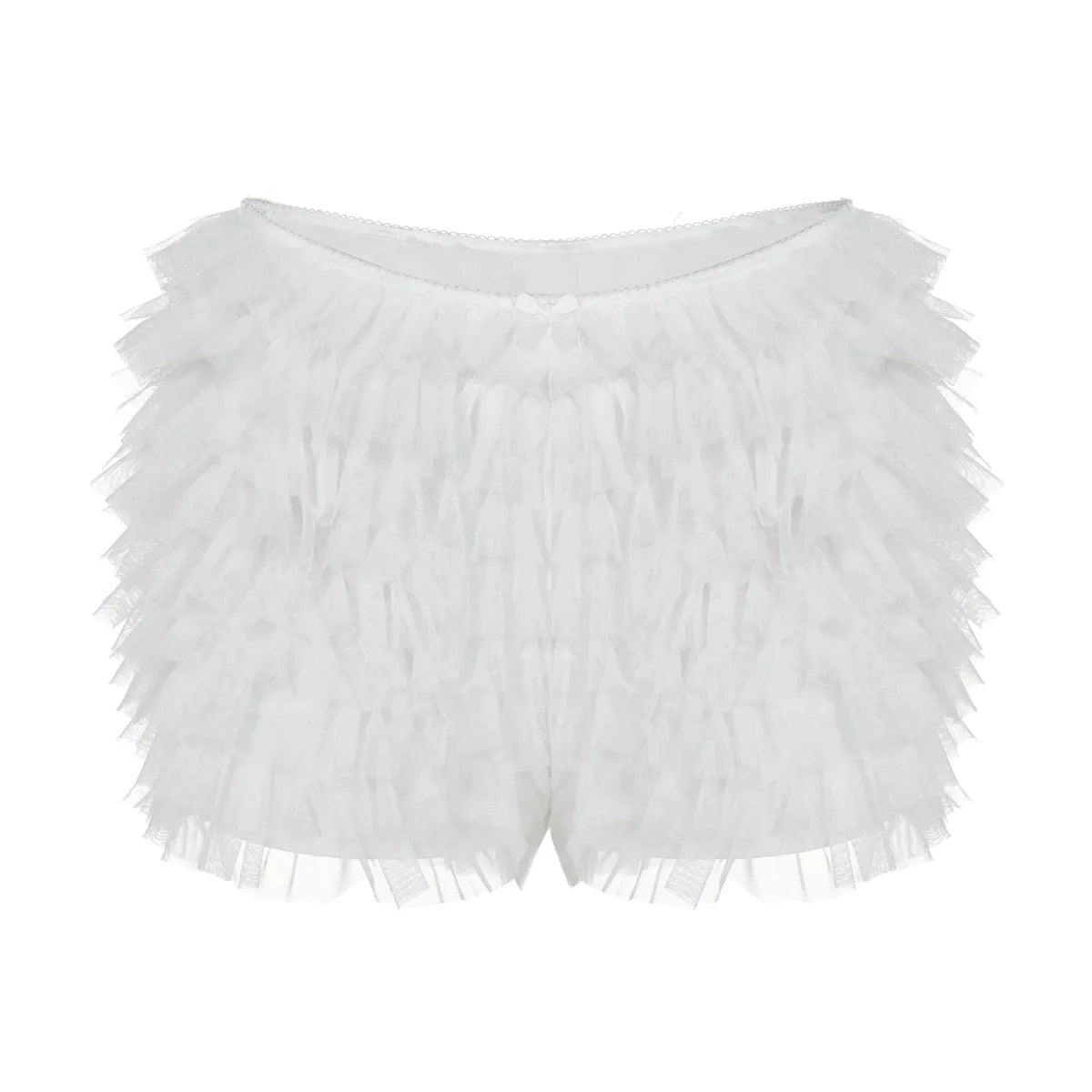 Mesh Ruffled Low-rise Bloomer Shorts Y2k 2000s Womens Clothing Fashion White Black Booty Shorts Sexy Pants