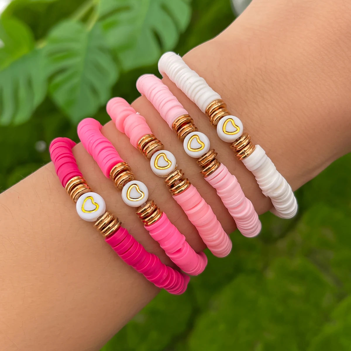 10 Styles Romantic Soft Ceramic Acrylic Beads Letter Chain Bracelet Boho Sweet Heart Bangles Y2K Aesthetics Jewelry New