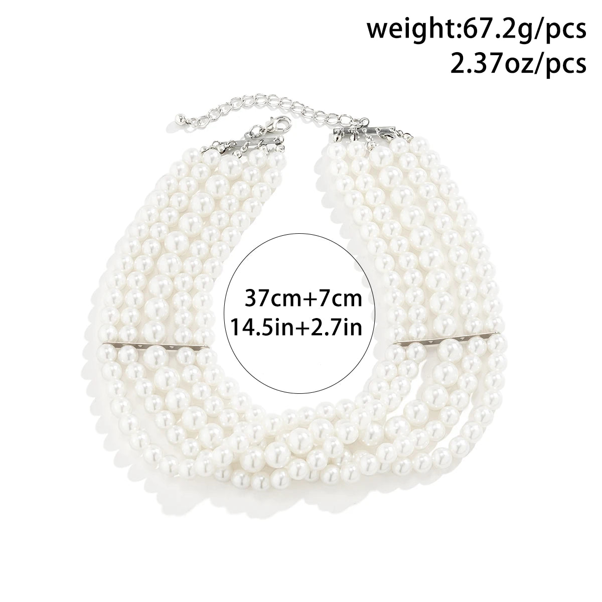 Vintage Imitation Pearl Multi-Layer Necklace Oval Beasds Choker Elegant Collar for Women's Chain Jewelry Accessories Party Gift