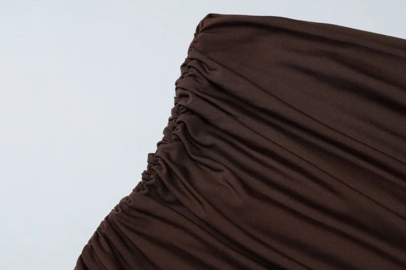 One Shoulder Long Sleeve Maxi Dress Brown Black Dresses Woman Elegant Fall Clothes 2025